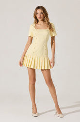 Lbruh Pleated Button Mini Dress