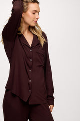 Long Sleeve Button-Up Pajama Shirt | Espresso