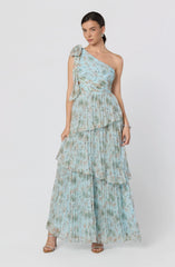 Inixyf Tearra Floral One-Shoulder Tiered Maxi Dress