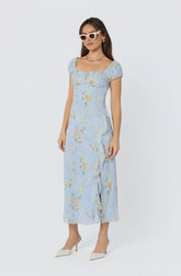 Inixyf Florence Floral Puff Sleeve Midi Dress