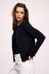 Cozy Knit Zip-Up Cardigan | Heather Black