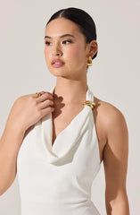 Lbruh Alanna Halter Cowl Neck Midi Dress