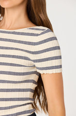 Inixyf Nikola Striped Ribbed Scoop Back Sweater Top