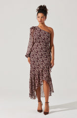 Lbruh Calista Floral One Shoulder Midi Dress