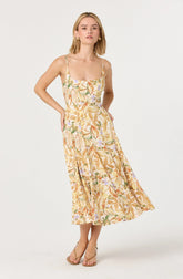 Lbruh Jaleyah Paneled Flare Floral Midi Dress