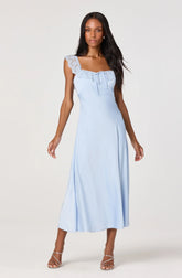 Inixyf Makiya Lace Strap Empire Waist Midi Dress