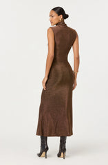 Lbruh Riana Metallic Twist Front Maxi Dress