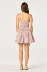 Inixyf Isha Floral Sweetheart Mini Dress with Belt