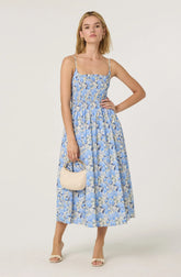 Lbruh Smocked Floral Midi Dress