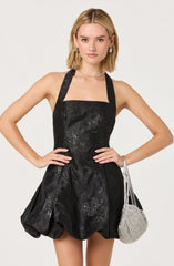 Lbruh Jinx Jacquard Halter Mini Dress