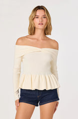 Inixyf Tiarra Off-Shoulder Peplum Sweater