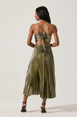 Lbruh Blythe Metallic Plisse Midi Dress