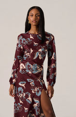Lbruh Elyse Satin Floral Midi Dress