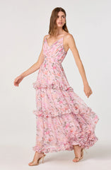 Inixyf Ayanna Floral Pleated Tiered Maxi Dress