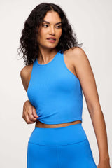 Sporty Rib Racer Tank | Cobalt