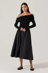 Lbruh Mixed Media Off Shoulder Dress