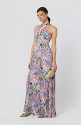 Inixyf Samantha Floral Halter Pleated Gown