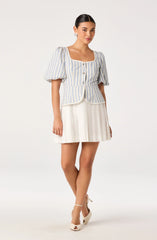 Inixyf Brigitta Striped Puff Sleeve Mini Dress