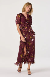 Lbruh Bennet Floral Ruffle Trim Midi Dress