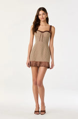 Lbruh Gingham Milkmaid Contrast Mini Dress