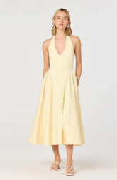 Inixyf Meana Halter Plunge Drop-Waist Midi Dress