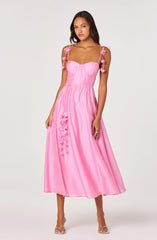 Inixyf Halcyon 3D Flower Appliqué Midi Dress