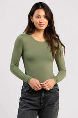 Long Sleeve Crewneck Bodysuit | Olive