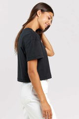 Vintage Cotton Cropped Tee | Black