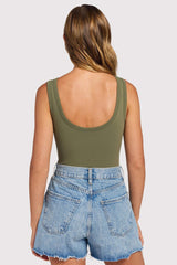 Seamless Scoop Tank Bodysuit | Olive