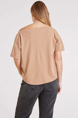 Vintage Cotton Off The Shoulder T-Shirt | Cinnamon