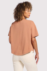 Vintage Cotton Off The Shoulder T-Shirt | Clay