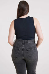 Ribbed Crewneck Tank Bodysuit | Black