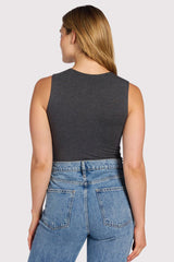 Cotton Stretch Classic Crewneck Tank Bodysuit | Heather Charcoal