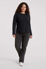 Vintage Cotton Long Sleeve Everyday T-Shirt | Black