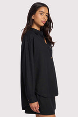 Linen Boyfriend Shirt | Black
