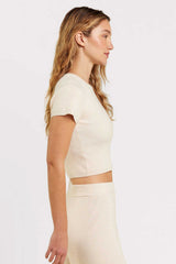 Ribbed Sweater Baby Tee | Heather Bone