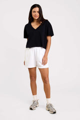 Boxy V-Neck Tee | Black