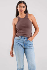 Essential Rib Tank Top | Coffee
