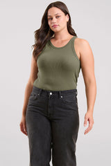 Essential Rib Tank Top | Olive