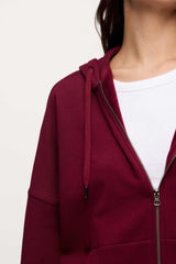 Core Fleece Two Way Zip Hoodie | Ruby