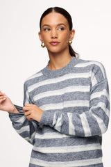 Cozy Knit Stripe Sweater | Charcoal Stripe