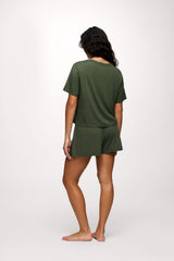 Pajama Short Set | Darkest Olive
