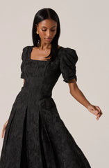 Lbruh Mosella Jacquard Puff Sleeve Midi Dress
