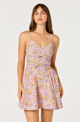 Inixyf Isha Floral Sweetheart Mini Dress with Belt