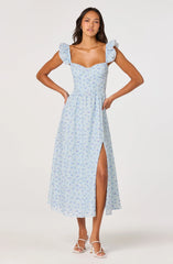 Inixyf Wedelia Ruffle Strap Eyelet Corset Midi Dress