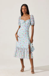 Lbruh Lace Trim Bustier Floral Midi Dress