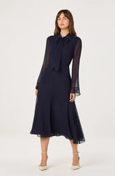 Lbruh Tie Neck Midi Dress