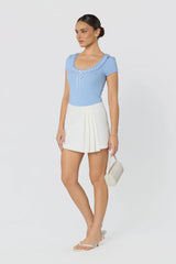 Inixyf Lina Ruffle Trim Ribbed Sweater Top