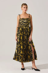 Lbruh Emerys Pleated Metallic Floral Maxi Dress