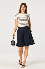 Inixyf Nikola Striped Ribbed Scoop Back Sweater Top